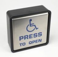 4.5" Square Push Pad Hardwired "PRESS TO OPEN" With Disabled Logo